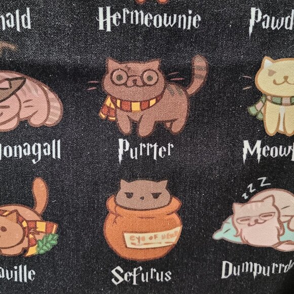Potter Cats Black Cloth Tote Bag 15.5 x 13 Harry Ron Hermione Magic Hogwarts NEW - Picture 3 of 6